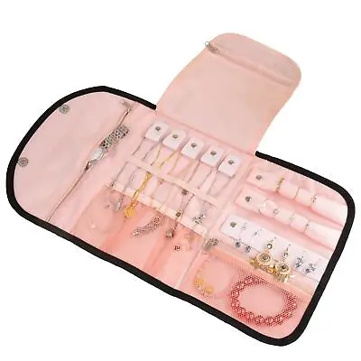 Portable Jewellery Travel Organiser Bag Storage Pouch Jewelry Roll Foldable • £6.35