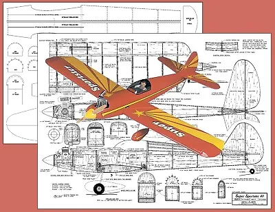 Model Airplane Plans (RC): Great Planes SUPER SPORTSTER 40 56   For .35-.45 • $20