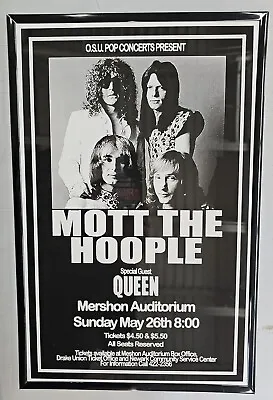 Mott The Hoople & Queen Framed Concert Poster Mershon Auditorium • $21.99