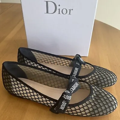 Christian Dior Miss J'adior Mesh Ballet Flat Shoe Size 40 • $695