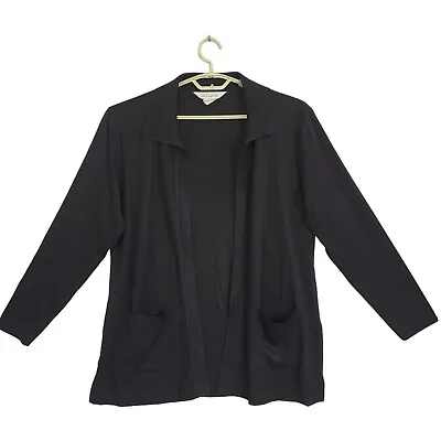 Misook Top Open Cardigan Sweater Women Large Long Sleeve Career Preppy Pockets • $28.88