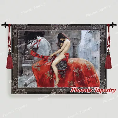 Lady Godiva Medieval Old World Tapestry Wall Hanging Cotton 100% 55 X39  US • $99.99