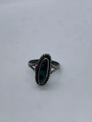 Vintage Southwest Sterling Silver Turquoise Oval Ring Size 7 • $23.39