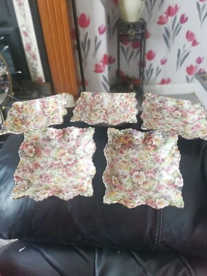 £9.99 • Buy Vintage James Kent Du Barry Set 5 Candy Dishes Chintz Pattern Dishes 