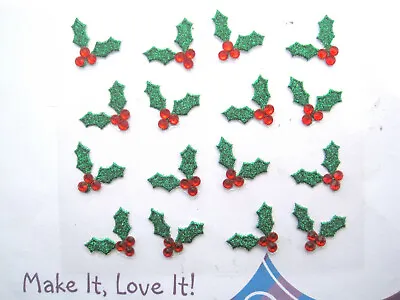 £2.50 • Buy 16 GLITTER HOLLY BERRY Gem Stickers Card Toppers XMAS CRAFTS Stick On Scrapbook