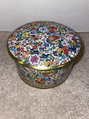 Designed By Daher Long Island New York Tin Container Made In England 5” FLORAL • $19.99