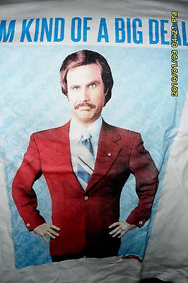 RON BURGUNDY ANCHORMAN I'M KIND OF A BIG DEAL T SHIRT C BLUE Bkgd SZ M FAST Ship • $5.99