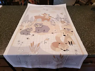 $8.99 • Buy Little Critters Panel 23x42 P&B Textiles Tan Taupe Gray Fox Bear Deer Woods Crib