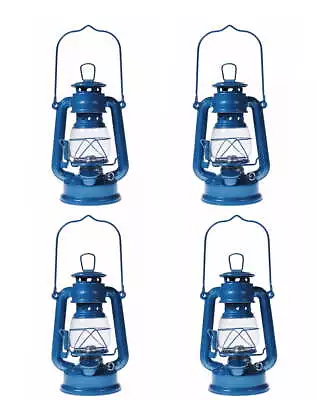 Lot Of 4 - Hurricane Kerosene Oil Lantern Emergency Hanging Light Lamp - Blue • $24.65