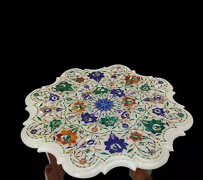 18'' White Antique Marble Table Top Center Malachite Inlay Room Decor Yt X-mas • $521