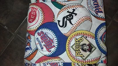 VTG MLB Baseball Team Logos Print Bibb Co Twin Bedding Flat Sheet 1994 Retro Bed • $16.50