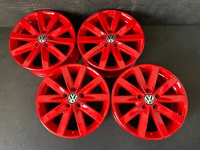 $895 • Buy (4) VW Volkswagen Golf Jetta Gloss Red Powder Coat Wheels Rims + Caps 17  69936