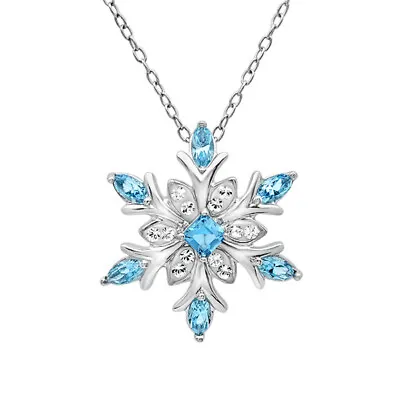 $28.15 • Buy Snowflake Pendant Necklace Made With Swarovski Crystals In 925 Sterling Silver