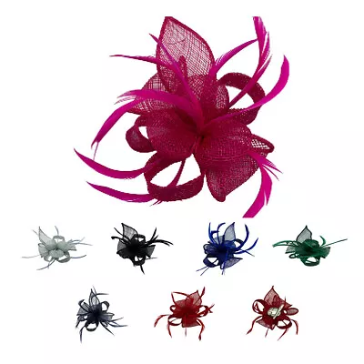 Small Feather Flower Hair Hat Fascinator Clip Pin Party Wedding Royal Ascot Race • £10.85