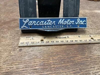 Dealership Name Badge Emblem Vintage Lancaster Motors SC South Carolina Metal • $49.25