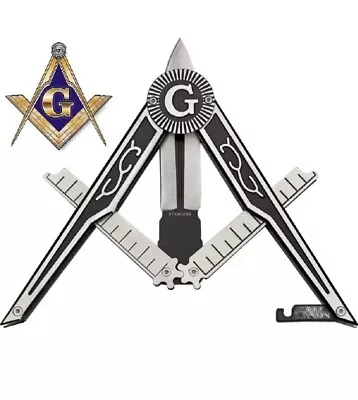 9  Masonic Square And Compass Folding Knife - Freemason Gift • $22.95