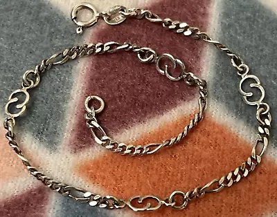 Stunning Vintage 925 Sterling Silver Modern Link Chain Anklet Ankle Bracelet 10” • $25