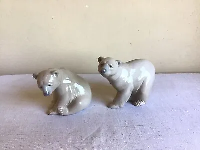 Lot Of 2 Lladro Hand Crafted Spain Glazed Sitting Standing Polar Bear Figurines • $54.99