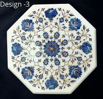 12'' White Marble Table Top Center Corner Pietra Dura Inlay Decor Antique Gg • £225.69