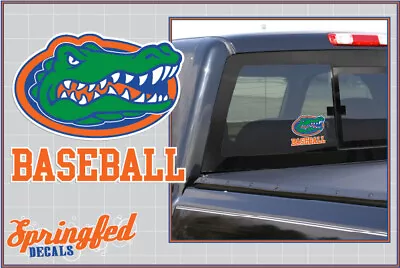 Florida Gators BASEBALL In Orange Block W/ Gator Head Vinyl Decal UF Sticker • $4.95