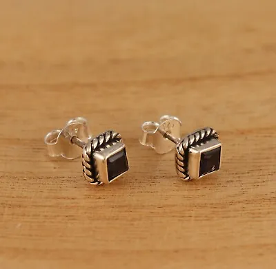 Natural Iolite 925 Sterling Silver Square Shape 7x7mm Stud Earrings Gift Boxed • £15.68