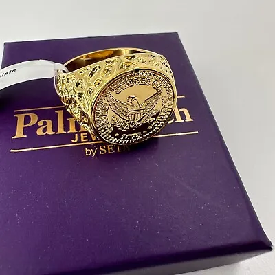 Palm Beach By SETA Men's Gold-Plated American Eagle Coin Nugget-Style Ring Sz 12 • $24.90