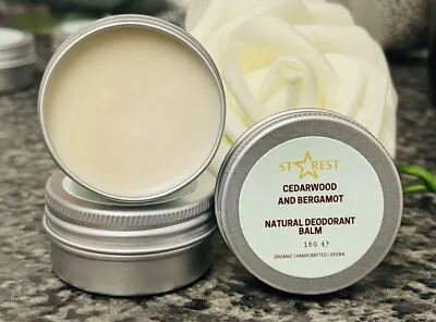 Cedarwood & Bergamot Natural Organic Vegan Deodorant Balm Plastic Free 15g • £4.95