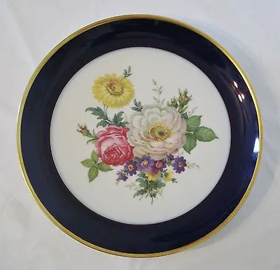 Kaiser Scharffeuer 11  Cabinet Plate Imperial Kobalt Blue Gold Rim Flowers Pink • $49.99