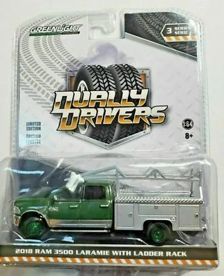 Greenlight 1:64 2018 Dodge Ram 3500 Dually Service Bed Ladder Rack 46030-C Chase • $33.99
