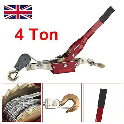 £24.99 • Buy 4 Ton 2 Hook Cable Puller Manual Hand Winch Turfer For Caravan Boat Trailer
