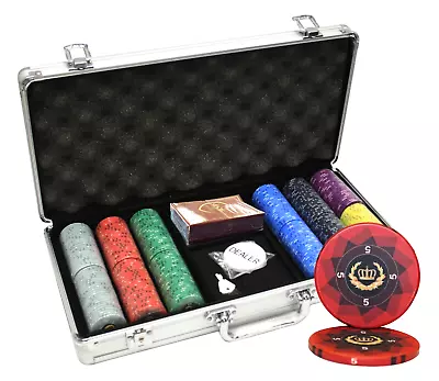 Mrc Poker 300pcs 10g Laurel Crown Ceramic Poker Chips Set Aluminum Case • £154.26