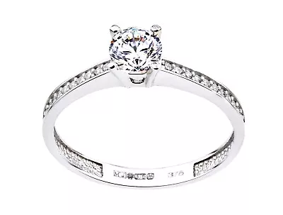 9ct White Gold 0.50ct Simulated Diamond Solitaire Engagement Ring Size J To S • £89.95