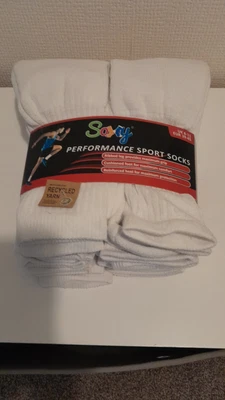 £9 • Buy 10 Pairs Men's Performance Sport Socks  Cushioned Foot WHITE SIZE 6-11