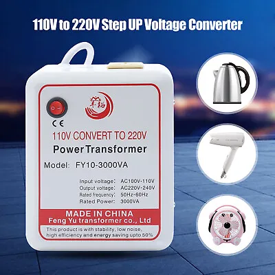 3000W Power Transformer Step Up Voltage Converter Adapter 110V-120V To 220V-240V • $81.78