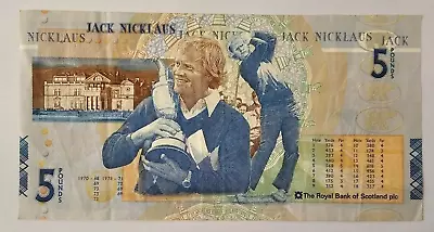 Royal Bank Of SCOTLAND Five Pound Jack Nicklaus Banknote 2005 Very Fine/ Ref D2 • £12.95