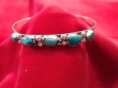 Vintage Native American Turquoise 5 Stone Bracelet - Handmade • $119