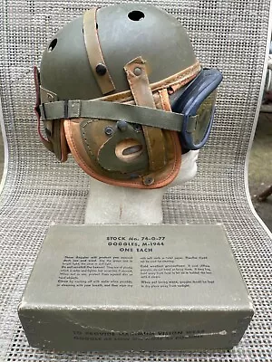 Original WW2 US Rawlings Armored Tanker Helmet With Goggles & Box VG Condition • $550