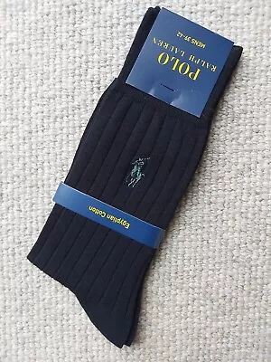 Genuine POLO RALPH LAUREN Black 39-42 6-8 Egyptian Cotton SOCKS 90007SR RL11 • £19.50