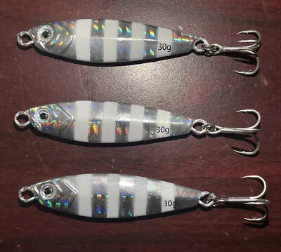 Spanish Mackerel Candy Jig Saltwater Fishing Lure 1oz White/Stripe Striped Bass • $12.99