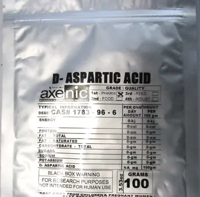 $6.25 • Buy 100 Grams D-Aspartic Acid Powder, DAA CAS # 1783-96 - 6 
