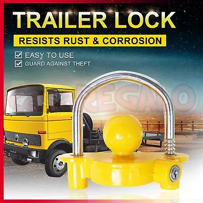 $19.45 • Buy Trailer Parts Coupling Lock Universal Hitch Tow Ball 2 Keys Caravan Antitheft
