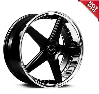 4ea 20  Azad Wheels AZ008 Semi Gloss Black With Chrome Lip Rims(S45) • $1820