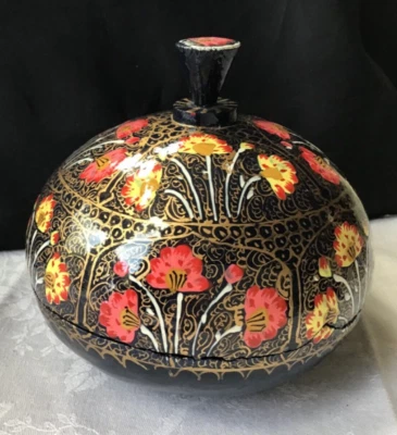 £5.95 • Buy Hand Painted Papier Mache Lidded Bowl