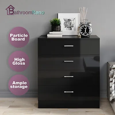 4 Drawer Wooden Bedroom Bedside Cabinet Furniture Storage Nightstand Side Table • $88