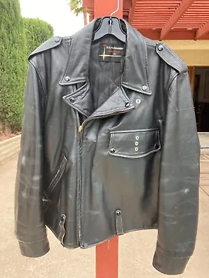 Vintage Leather Police Motorcycle Jacket PJ 27 XL Ralph Edwards Buco Style • $500