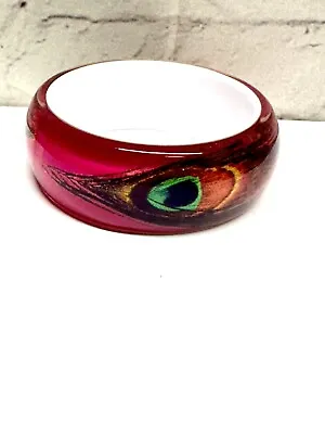 Vintage Peacock Lucite Resin Boho 70’s Chunky Bangle Bracelet • $18