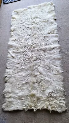 Vintage 1970s Cream Animal Skin Rug Throw. Good Condition. 54x24in. • £95