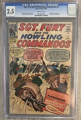 SGt Fury 3 CGC 2.5 Off-white Pages Avengers #1 Ad Marvel 1963 • $65