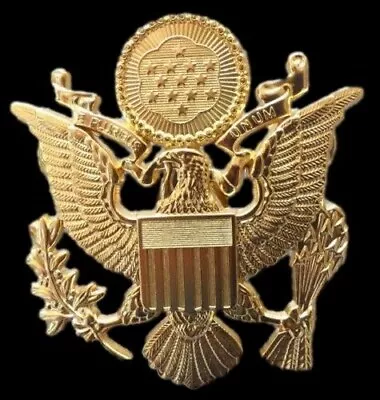 U.S Military Army Officer's Hat Lapel Pin Large Gold Cap Badge Insignia 1-3/4  • $10.95