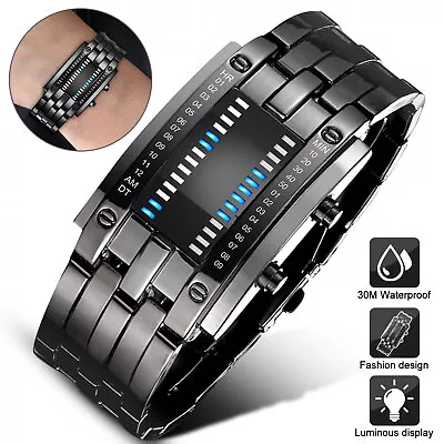 Waterproof Men's Digital Sports Watch Stainless Steel LED Electronic Wristwatch • $12.98